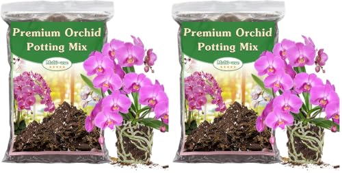 Orchid Potting Mix,1 Quart Premium Orchid Potting Mix for Repotting with Dried Forest Moss Perlite Stone Coco Peat and Pine Bark, Well-draining Orchid Bark Potting Mix (Pack of 2) - size: 1 QT (Pack of 2)