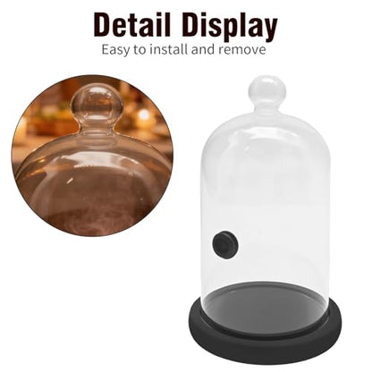 MDEOOSKY Smoking Cloche with Wood Base, Cocktails Smoke Infuser Accessory, for Dessert Food and Drinks Classic Glass Smoke Cloche Glass Dome for Smoker Gun Cocktails