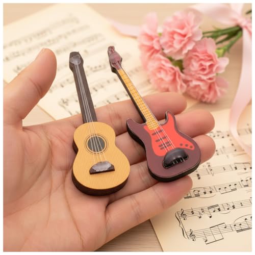 2 Pack Miniature Guitar Replicas - Pocket Mini Decorations, Perfect Cake Toppers and Guitar Cake Decorations for Guitar Lovers - color: 2 Guitar