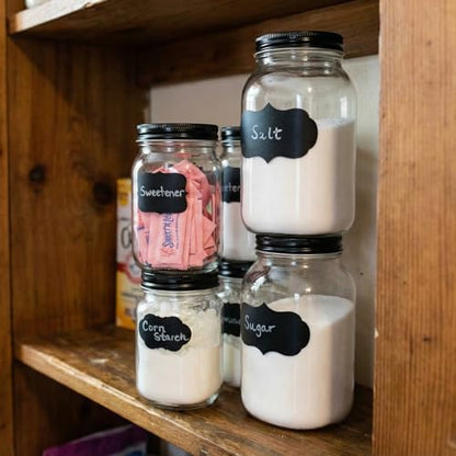 novelinks 32 oz Plastic Mason Jars and Clear Plastic Jars with Lids 32 oz - color: Black 16Pack