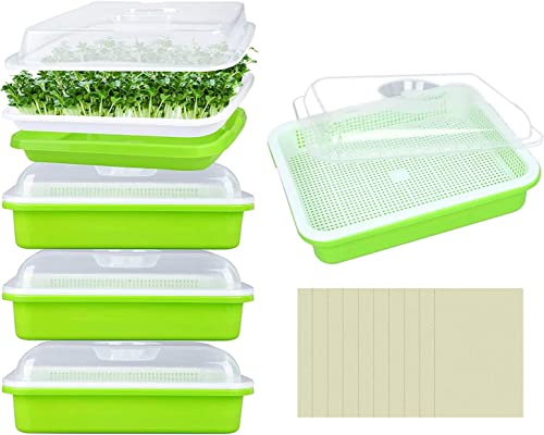 Legigo 5 Pack Seed Sprouter Trays with Lids, Microgreens Growing Trays Kit - size: 5 Packs With Lids