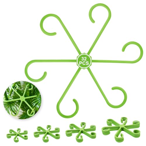 32pcs Plant Support for Indoor Plants,Plant Stem Support, Plastic Reusable Plant Support Clips Indoor Plants Accessories - color: Green