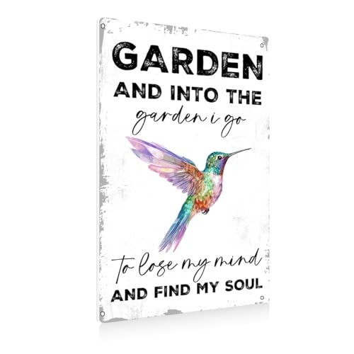 BEASTZHENG Garden Signs Gifts Vintage Gardening Metal Tin Signs Into The Garden To Lose My Mind for Home, Garden, Greenhouse, Living Room, Bedroom, Yard Cottage Outdoor Decor 8X12 Inch - color: Garden 3