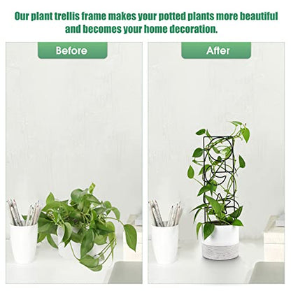 Wellsign 15.94Inch Plant Trellis for Climbing Plants Indoor Outdoor | 4 Patterns Metal Small Garden Houseplant Trellis for Potted Plants for Vine Ivy Flower Plant Support Lover Gifts Lattice - size: Back-Metal-Trellis02