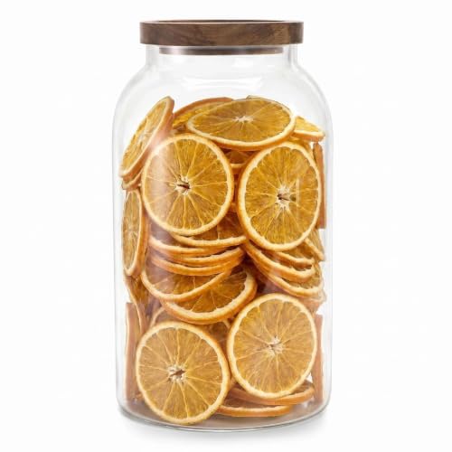 Bekith 1 Gallon Glass Jar with Wooden Airtight Lid, Large Food Storage Container/Canisters for Serving Tea, Coffee, Honey, Spice, Cereal, Egg, Kitchen Canister, Clear - size: 1 Gallon