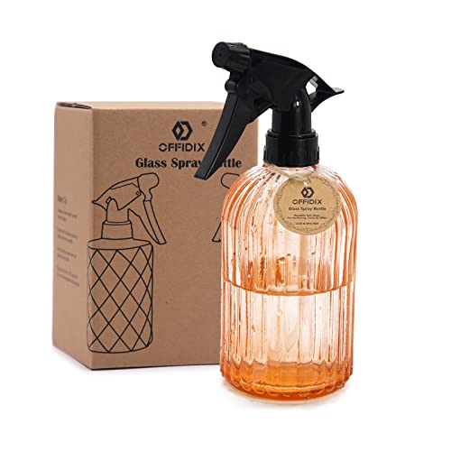 OFFIDIX Glass Watering Can, Handheld Spray Bottles, 0.4L/13.5oz Watering Spray Bottle with Adjustable Nozzle for for Indoor and Outdoor Gardening and Home Cleaning (Orange) - color: B-orange