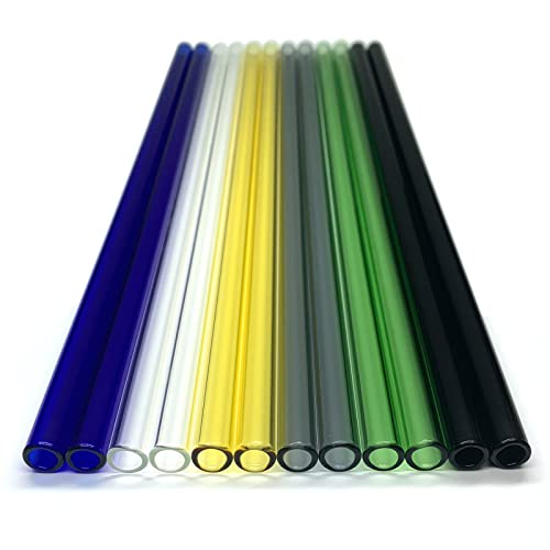 Glass Tubes 12 Piece, 12 Inch Long, OD 10 mm, Thickness 1.5 mm, Colorful Industrial Borosilicate Glass Tubing for Tall Cup (10mm-12IN-Multiple Colors) - style: OD 10mm - 12IN Long