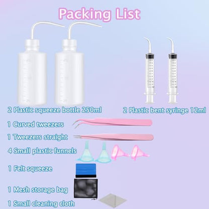 13PCS Snow Globe Tumbler Making Supplies for DIY Glitter Cups | Squeeze bottle tweezers bent syringe funnels felt squeegee storage bag. For DIY glitter snow globe cups & tumbler crafts