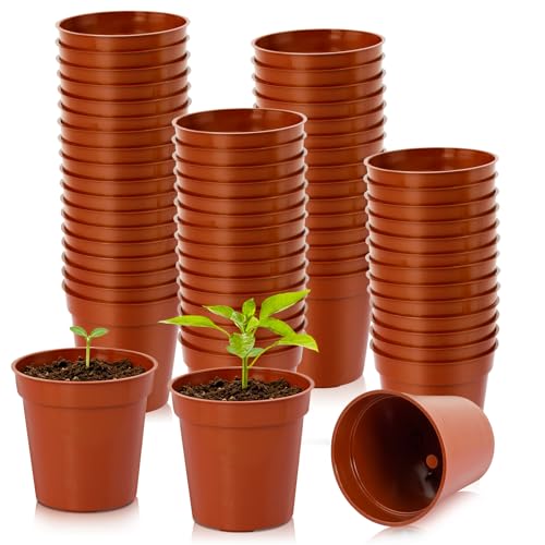 120 Pcs 2 Inch Red Mini Nursery Pots, Seedling Pots with Drainage Holes - color: Red