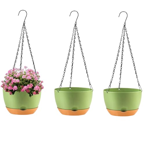 KPUVX Hanging Planters, 10 inch, 3 Pack,Green - color: Green, size: 10 inch