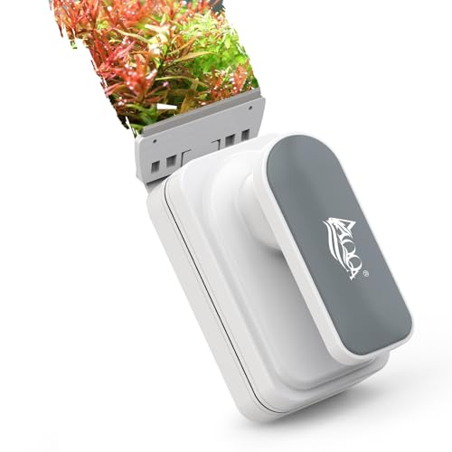 AQQA Aquarium Glass Cleaner, Double-Side Algae Scraper with 2 Blades | Comfortable Grip Handle, Self Floating Magnetic Fish Tank Cleaner Scrubber, Fits Glass/Acrylic Tank Up to 0.32'' Thick (S) - size: L