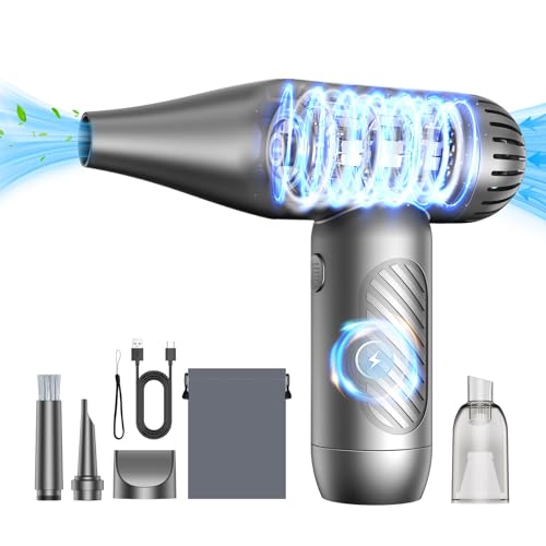 Compressed Air Duster, 150000 RPM Cordless Mini Electric Jet Blower | Adjustable rechargeable cordless duster with fast charging, perfect for PC keyboard cleaning, car, outdoor and home
