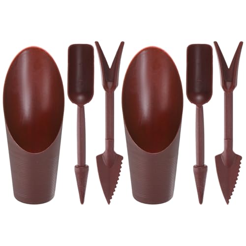 M METERXITY 1-Set Succulent Tools, Plastic 2-in-1 Mini Garden Shovel Hand Succulent Transplanting Tools Garden Shovel Transplant Trowel for Planting/Digging/Aerating/Sowing [Brown] - color: Brown