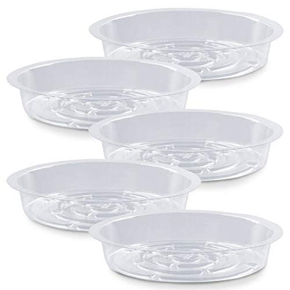 Rocutus Plant Saucer,20 Pack Plastic Plant Saucer Drip Trays Small Plant Plate Dish,Heavy Duty Clear Plastic Plant Saucers Flower Pot Tray Flower Pot Drip Pan for Indoor and Outdoor Plants (6 Inch) - size: 5.6 Inch