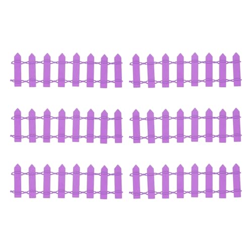 M METERXITY 6-Pack Miniature Terrarium Fence, 3.74 Inch 9.5x3cm Wooden DIY Small Wood Decorative Picket Fence for Dollhouse/Crafts/Diorama Project, Micro Landscape Ornaments [Purple] - color: Purple