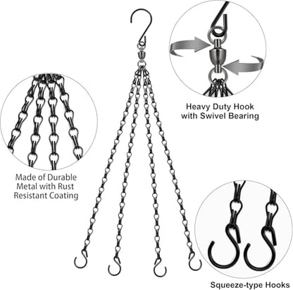 Heybe Swivel Hanging Basket Chains 23 Inches 4 Leads Hanging Chains Flower Pot Hanger Replacement Plant Hangers for Planters and Lanterns, Pack of 3 (4 Legs-Swivel) - style: 4 Legs-Swivel