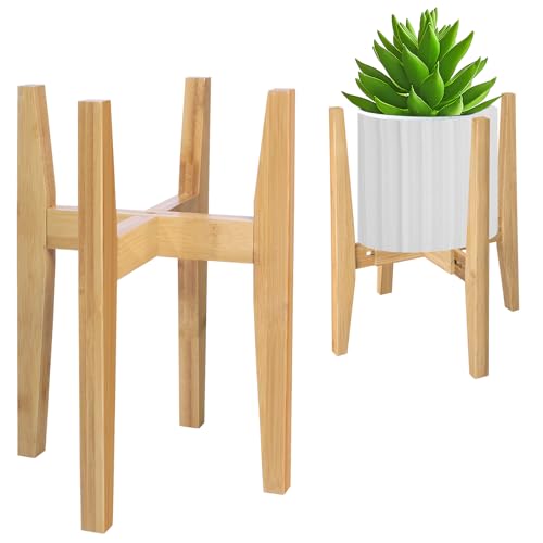 Rnined Plant Stand Indoor, Bamboo Plant Shelf, Adjustable Corner Plants Flower Holders Single Floor Plant Stand, Fits 8 to 12 Inches Pots,(Pot & Plant Not Included)(Nature) - color: Bevel Nature, size: 8-12in