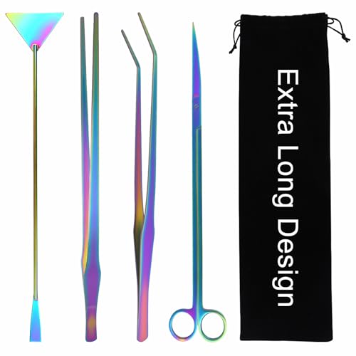 15Inch Extra Long Design Aquarium Aquascaping Tool Kit, Stainless Steel - color: Colorful