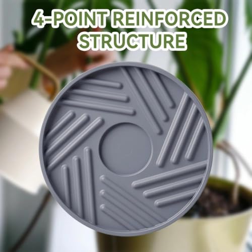 2 Pcs Plant Caddy with Hidden Wheels 11.22 Inch Heavy Duty Rolling Plant Stand, Indoor Outdoor Plant Saucer Tray with $9.9 Garden Tools (Gray) - size: 11.22 Inches of 2 Pack (Gray)