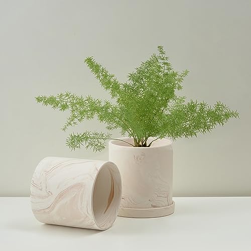 4 inch Plant Pot - Terra Cotta Flower Planters Indoor - Modern Succulents Containers with Drain Hole & Saucer, Decorate Home, Office (Pink) - size: 4 inch