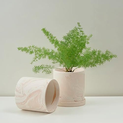 4 inch Plant Pot - Terra Cotta Flower Planters Indoor - Modern Succulents Containers with Drain Hole & Saucer, Decorate Home, Office (Pink) - size: 4 inch