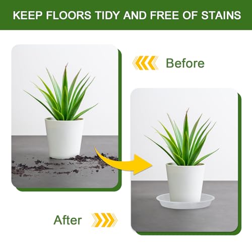 Plant Saucers 3 4 5 6 7 8 9 10 11 12 14 Inch, 5 Pack Clear Plastic Plant Trays for Pots, Durable Plant Water Catcher Tray for Indoors Outdoors (7", Clear) - size: 7 INCH