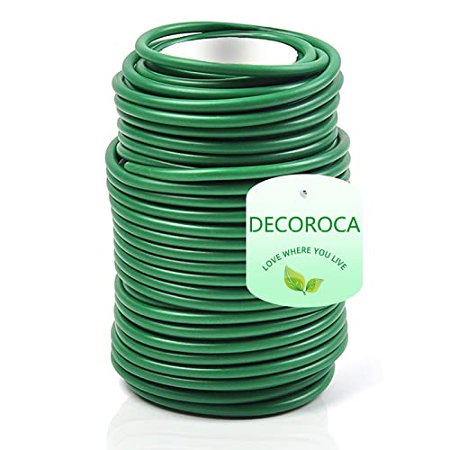 Decoroca Garden Soft Plant Ties, 65.6' Reusable Green Rubber Plant Support Twist Ties, Heavy Duty Flexible Wire Tie for Gardening Office Home