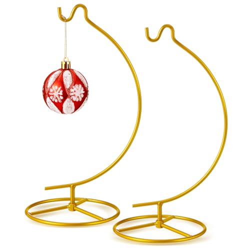 2 Pack Ornament Display Stand, 10.43" Hanging Stand, Gold | Ornament Hanger, Air Plant Holder, Terrariums, Crystal Ball Hanging Hook, for Christmas, Wedding, Home, Office Decoration - color: Gold