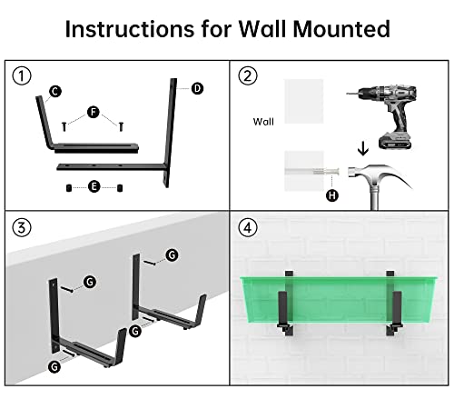 Y&M 2 PCS Window Boxes Planters Adjustable Planter Box Brackets , Heavy Duty Wall Mounted Hooks Hangers for Flower Baskets Holder Durable, Hanging Brackets for Fence Patio Garden Balcony - size: 2p