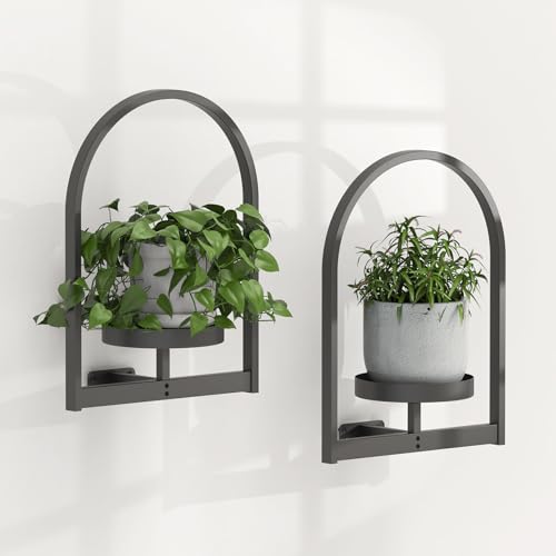 2 Pack Wall Plant Holders, Metal Window Planters Shelves, Black - color: Black 2 Pack