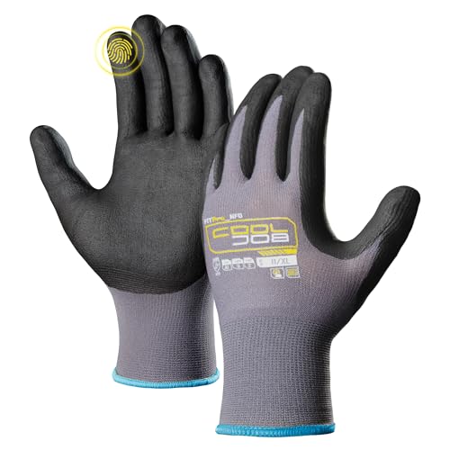 COOLJOB 3/12/36 Pairs Safety Work Gloves, Microfoam Nitrile Rubber Coated | Grip Nitrile Dipped Gloves with Full Fingers Touchscreen, Seamless Knit Nylon Gloves for Warehouse, Home Improvement, Xlarge - size: X-Large, style: 3 Pairs