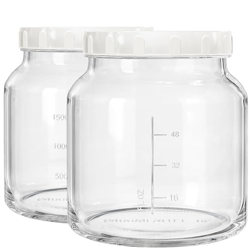79 oz Glass Jars with Lids, 2 Pack Wide Mouth Half Gallon Mason Jars
