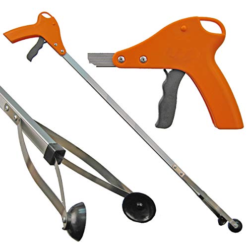 ArcMate 15202 Orang-U-Tongs Standard, Litter Trash Pick-Up Tool, Suction Cup Reacher Grabber for Indoor or Outdoor Use, Jaws Open 4.5", 5 Pound Pick Up Capacity, 32" Orange - size: Standard- 32 Inch
