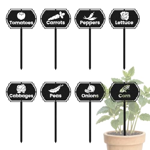 CUTHOLLOW 8PCS Vegetable Garden Plant Markers, Metal Plant Labels | 3.5"x7" Waterproof Metal Stakes, Plant Labels, Garden Labels, Garden Markers for Plants Outdoor, Vegetable Garden Decor - style: Vegetable