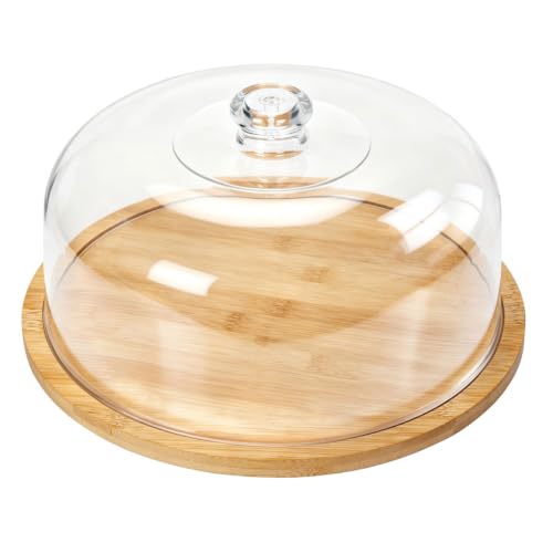 Masthome Rotating Bamboo Cake Stand with Shatterproof Acrylic Dome,11.8in - color: Rotating Bamboo Cake Stand With Dome