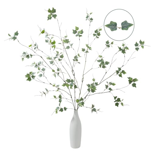 4 Pcs 39" White Green Artificial Ficus Branches with Leaves - color: Fs Gray