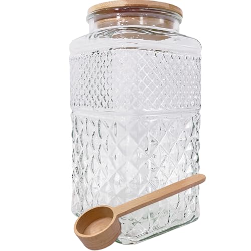 1 Gallon Large Glass Jar Airtight Lid Spoon Vintage Glass Storage Jars - color: Clear, size: Square 120 oz