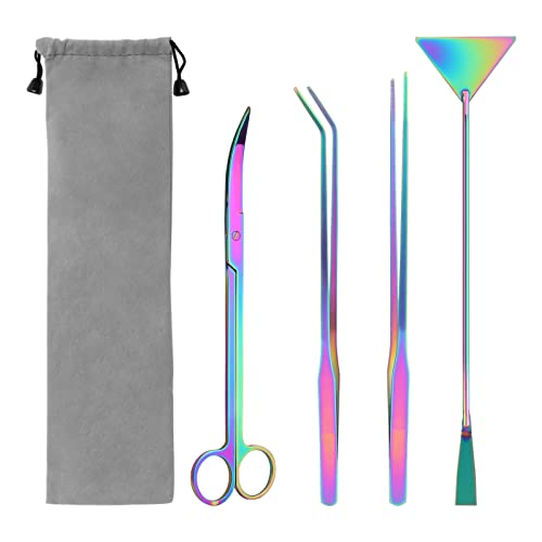 Catcan 4 in 1 Quarium Aquascape Tools Kits, Fish Tank Plant Tools Tweezers - color: Multicolor
