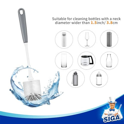 MR.SIGA Long Handle Bottle Brush, Non-Scratch Water Bottle Brush Cleaner - color: Gray