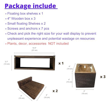 LaLaGreen Wood Planter Box for Indoor Plants (6 Pack) Hanging Wall Planters - size: 6-pc Set B