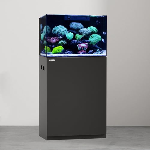 LANDEN Wooden Aquarium Stand & Cabinet, 30 Gallon Fish Tank, 23.6x17.7in | Matte black finish; 60x45x80cm, 31.5in tall; enclosed storage hides wires and gear; fresh, salt, planted or reptile setups - color: Black-fig8_inlet, size: W23.6xD17.7xH31.5in(60x4