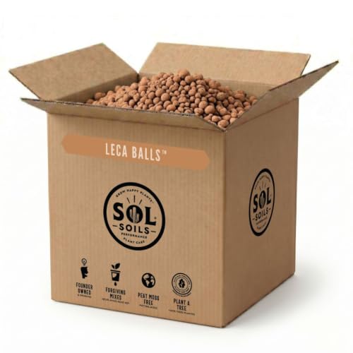SOL SOILS LECA Balls - 7 Gallon Bulk Box (28 Quarts) - Lightweight Expanded Clay Aggregate for Semi-Hydroponics, Propagation, Drainage Layer & Soil Topper - Peat-Free Reusable Clay Pebbles