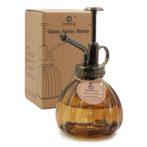 OFFIDIX Glass Spray Bottle, Brown Plant Mister Pumpkin Style Spritzer 6.7oz - color: C-Brown