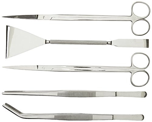 TAMSCO Aquarium Set of 5 Pieces Stainless Steel 10-Inch for Extra Long Reach Stainless Steel Satin Finish Zipper Case Good for Salt Water