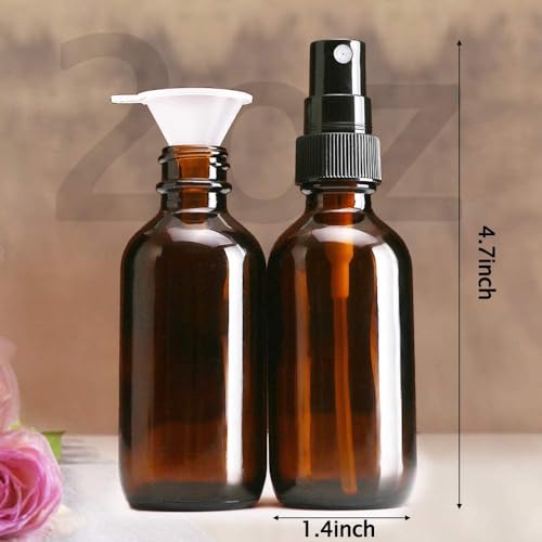Wedama Spray Bottle, 2 oz Fine Mist Glass Spray Bottle, Little Refillable Liquid Containers for Watering Flowers Cleaning (12 Pack, Amber) - color: Amber, size: 2 Ounce (Pack of 12)
