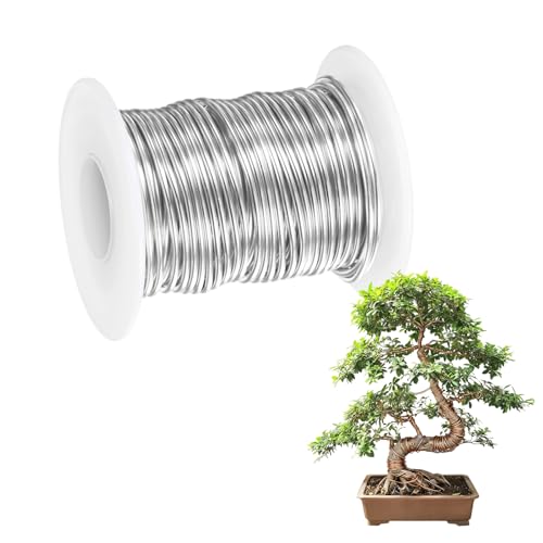 M METERXITY 1-Pack Bonsai Training Wire, 1.5mm x 49ft/15m Anodized Aluminum Bonsai Tree Wire for Fine Trunk/Gardening Branch/DIY Crafting [Silver Tone] - color: Silver Tone, size: 1.5mm x 49ft/15m