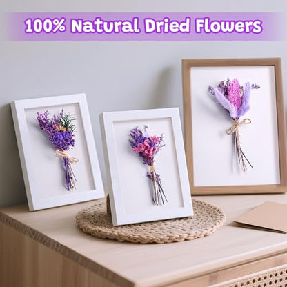 12/24 PCS Charming Dried Flowers Bouquet for Vase Various Dried Wildflowers with Stems Mini Handmade Wildflowers Natural Real Flowers Bulk Flowers Craft (Purple Series, 12 PCS) - color: Purple Series