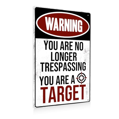 BEASTZHENG Funny Grunge Room Decor No Trespassing Metal Tin Signs Coffee Bar Garage Vintage Wall Decor Gifts 12 X 8 Inches Outdoor & Indoor - color: Warning