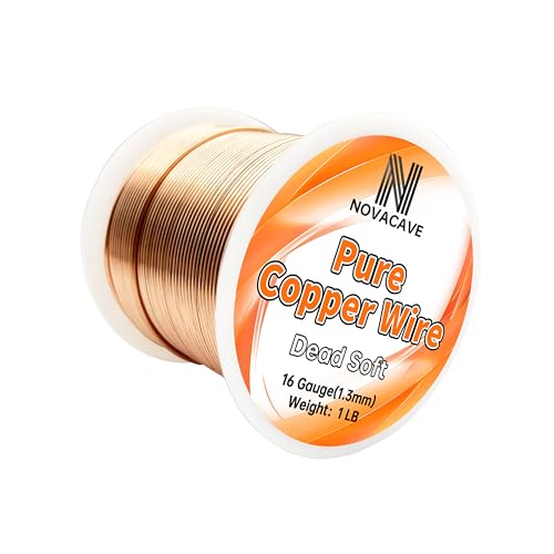 99.9% Pure Copper Wire for Electroculture Gardening, 16 Gauge Bare Copper Wire for Jewelry Making, Dead Soft, 1 LB Spool 100Ft - size: 16GA