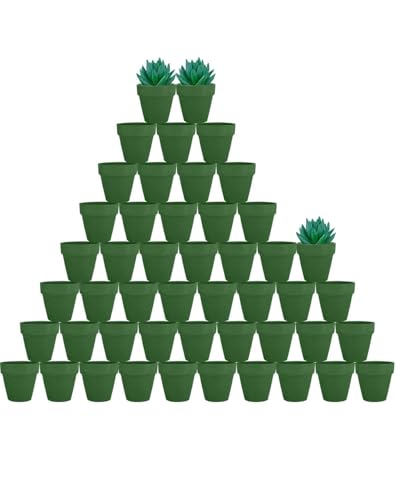 vensovo 48 Pcs 2" Tiny Terracotta Pots with Drainage,Green Clay Pot - color: Green